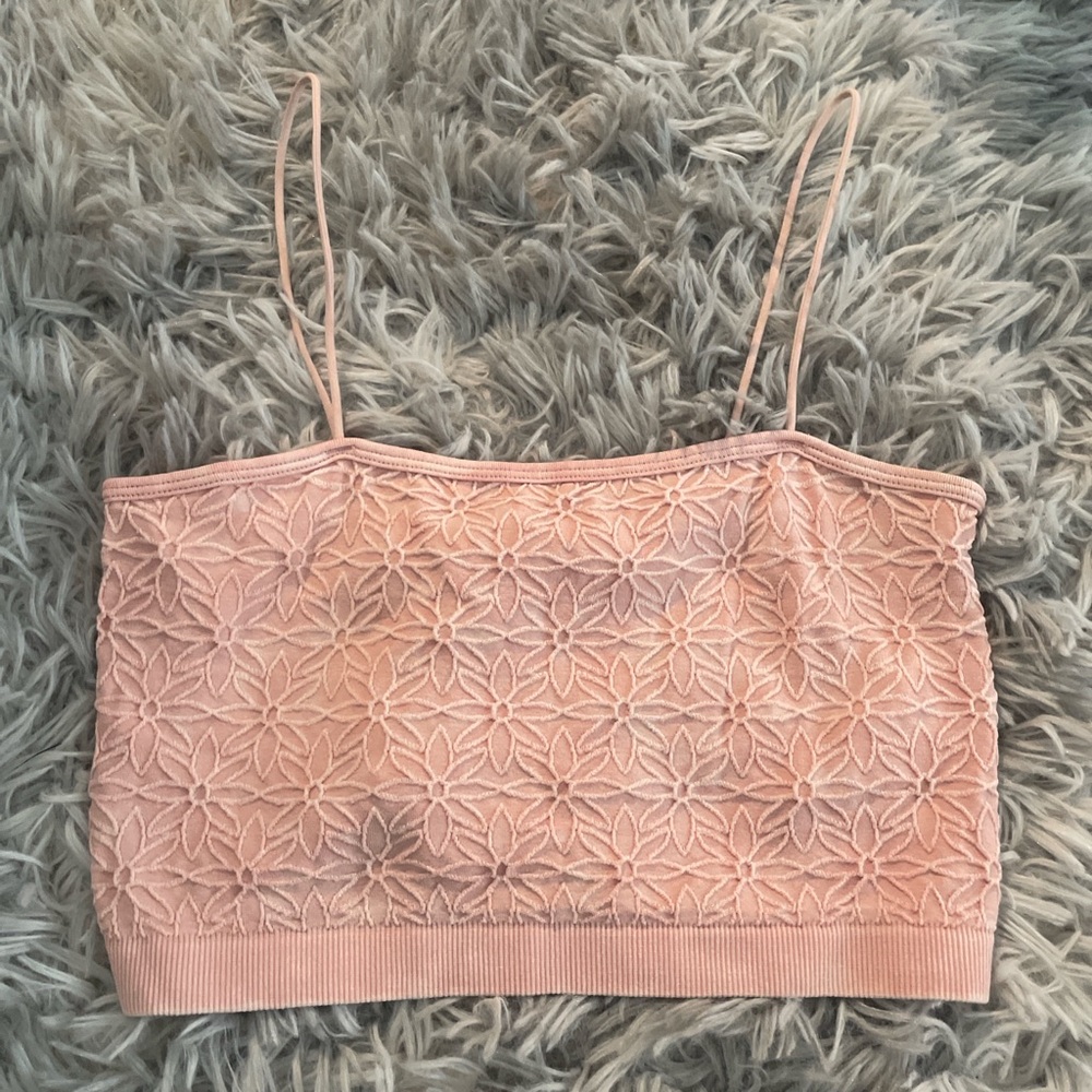 Floral Lace Pink Crop Top